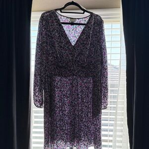 Ava & Viv Long Sleeve Floral Dress - Black and Purple